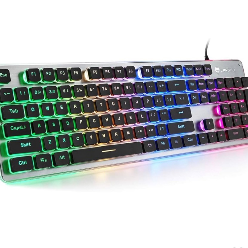 EUC LANGTU Membrane Gaming Keyboard Colorful LED Backlit Keyboard, USB Wired